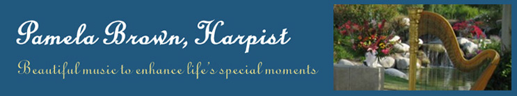 Banner for website of Pamela Brown, Austin & Central Texas Harpist.